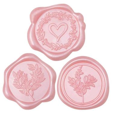 Imagem de Adesivos Uwilowe Wax Seal, 60 peças, rosa, 3 designs, 3 cm