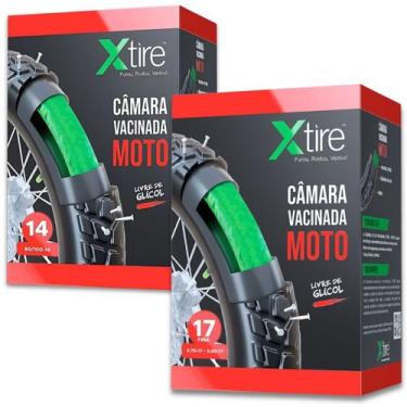 Imagem de Kit 2 Câmara de ar Moto Xtire Com Selante antifuro Vacina de Pneu ARO 