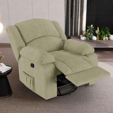 Imagem de Poltrona do Papai Reclinável Sala de Cinema Madrid Glider Manual Giratória Linho Bege  G26