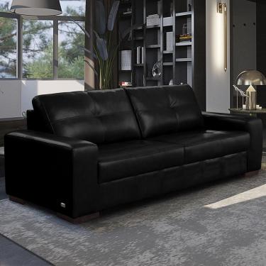 Imagem de Sofá Decorativo 2 Lugares Turim 150cm Couro Preto G58 - Gran Belo