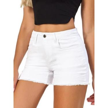 Imagem de Shorts VIPONES, cintura alta, elástico, jeans, brancos 4