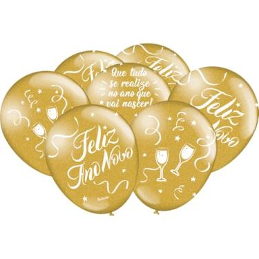 Imagem de Balão Importado Especial Látex 9" Festcolor Dourado Ano Novo 1X25