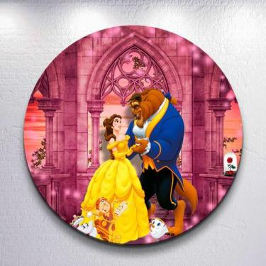 Imagem de Decoração infantil festa com painel redondo capa Fera princesa Bela ta