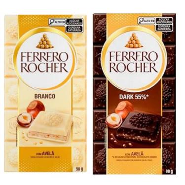Imagem de Chocolate Branco com Avelã e Dark 55% Tabletes 2 Unidades de 90g cada