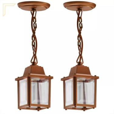 Imagem de 2 Pendente Externo Colonial Cobre Retro Pergolado Acl95 - Acende a Luz