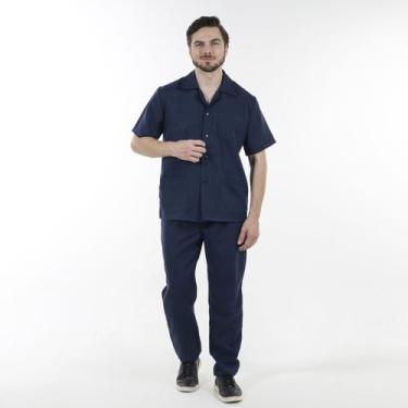 Imagem de Conjunto Masculino em Tecido Oxford para Serviços Gerais Jaleco Aberto