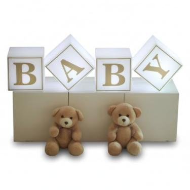 Imagem de Kit 4 Cubos Decorativos LED com Iluminação para Chá Revelação Baby