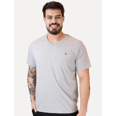 Imagem de Camiseta Dudalina Masculina V-Neck Regular Navy Icon Cinza Mescla-Masculino