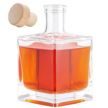 Imagem de Garrafa De Vidro Cube 500ml Luxo Cachaça Licor Azeite Whisky Final Do 