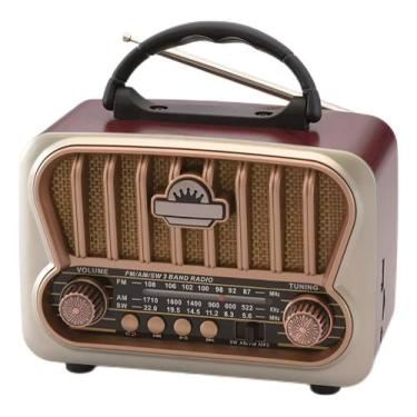 Imagem de Rádio Retro Vintage Am Fm Sw Usb Bluetooth Bateria Recarregavel Aux Sd
