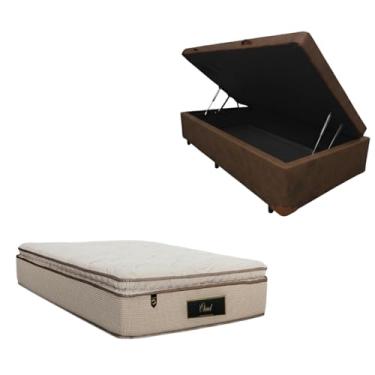 Imagem de Cama Box Baú Blindada com Colchão Cloud Molas Ensacadas C/Pillowtop 32cm (CORINO MARROM, Solteiro)