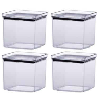Imagem de Porta Frios Hermetico, 4 Potes Organizador de Cozinha Alimentos Hermeticos Empilhável 550ml