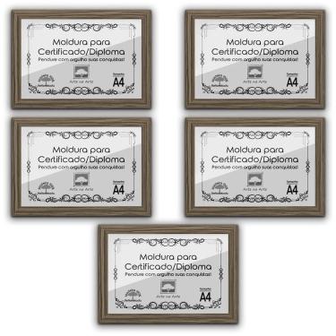 Imagem de Kit 5 Certificados/Diplomas A4 Com Tela De Acetato E Mdf Titulo Moldura Madeira