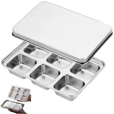 Imagem de Bandejas de gelo de aço inoxidável com tampa, molde de gelo de metal durável de fácil liberação para freezer, ideal para uísque, coquetéis e bebidas (pacote com 1)