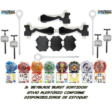 Imagem de Kit 3 Beyblade Burst Shu Valt Daigo + 7 Lançadores + 3 Suporte Grip