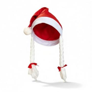 Imagem de Kit 4 Gorro Mamãe Noel Tranças Feltro Fantasia festa Natal