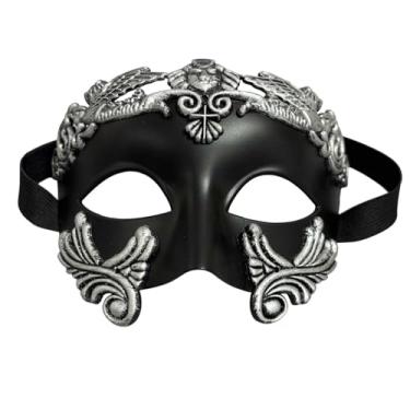 Imagem de Kurmingary Máscara De Baile Máscaras, Guerreiro Grego Romano Antigo Veneza, Cavalheiro Veneziano, Máscaras Meia Face Para Carnaval - Preto E Prata