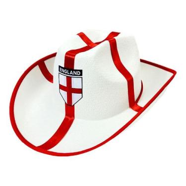 Imagem de Chapéu de cowboy, bandeira da Inglaterra, branco com listras vermelhas