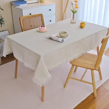 Imagem de Toalha de mesa retangular de algodão com borlas, 189 x 128 cm, várias cores para cozinha, sala de jantar, decoração de festa (waffles)