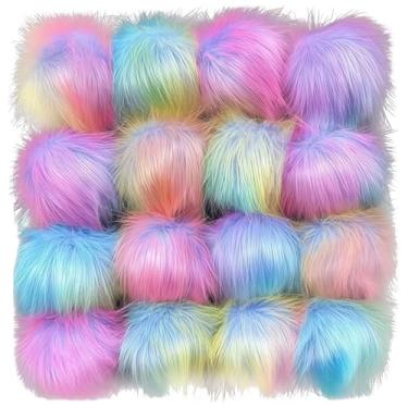 Imagem de Chapéus coloridos pompons falsos 16 peças 10.2 cm (10 cm) artesanato DIY com faixas elásticas acessórios de decoração macio brilhante