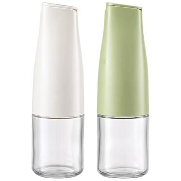 Imagem de Garrafas dispensadoras automáticas de cozinha de fechamento aberto para azeite de oliva, capacidade de 500 ml, cor branca e verde, design de vidro e plástico, à prova de vazamento e fácil de limpar