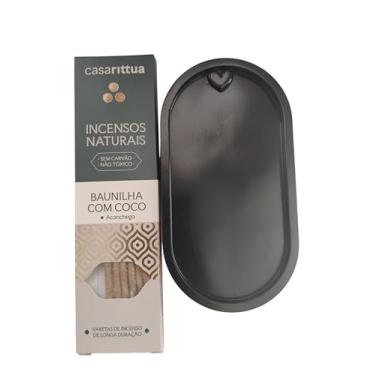 Imagem de Casa Rittua Incensos Naturais Baunilha com Coco, Não Tóxico, Sem Carvão, Varetas de Incenso de Longa Duração, Aconchego mais bandeja porta incenso