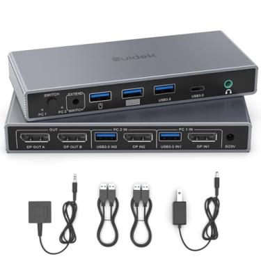 Imagem de SUIDEK Interruptor KVM Displayport, Switcher KVM 4K @60Hz para 2 PCs Compartilhe 2 Monitores