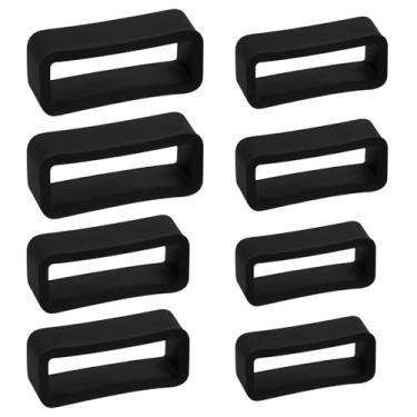 Imagem de 8un Presilhas Pulseira Relógio, 4 Tamanhos Silicone Presilhas para Pulseira Impermeáveis de Alta Elasticidade Correias para Relógios Esportivos Inteligentes (Preto)