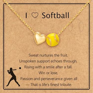 Imagem de NEPULOY Colar feminino de softbol/basquete/futebol – Colares de bola delicados para mãe treinadora de equipe, acessórios esportivos, joias e presentes, Latão, Sem Pedra Preciosa