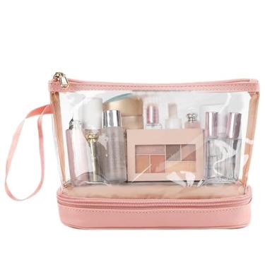 Imagem de Bolsa de maquiagem transparente, bolsa de higiene transparente para viagem - Bolsa de viagem portátil para maquiagem,Bolsa de toalete de grande capacidade, estojo de maquiagem à prova d'água para arti