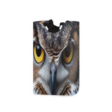 Imagem de ATTX Cesto de lavanderia com olhos de coruja com alças acolchoadas – cesto de roupas dobrável à prova d'água para banheiro, quarto, dormitório, cesta organizadora de lavanderia resistente (237)