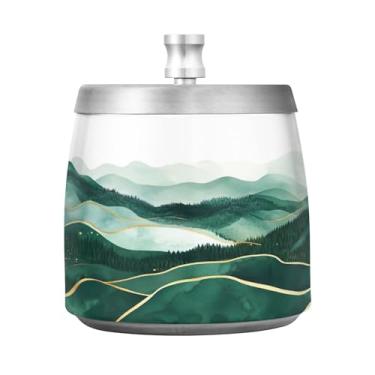 Imagem de SEHANY Cinzeiro Majestic Mountain Peak com tampa para cigarros, à prova de vento, sem fumaça, aço inoxidável, cinzeiros para uso interno e externo, grande, inodoro, para fumantes, decoração de