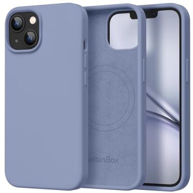 Imagem de GolbinBox Capa magnética para iPhone 13 e iPhone 14, compatível com MagSafe, [forro de microfibra macio antiarranhões], capa protetora fina de silicone líquido à prova de choque de 6,1 polegadas