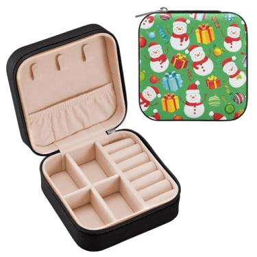 Imagem de Wassud Caixa de joias alegres de viagem para mulheres, meninas, senhoras, noiva, mini organizador de joias de couro PU, caixa quadrada de armazenamento de joias para brincos, anéis, colar, pulseiras