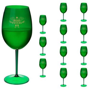 Imagem de Taças Vinho Acrílico 600ml Boas Festas Taça Vinho 12pçs - NEOPLAS, VER