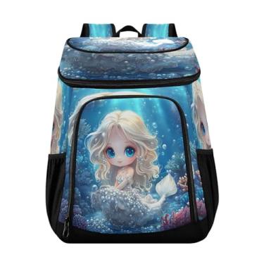 Imagem de STAYTOP Linda mochila térmica de sereia, à prova de vazamento, 30 latas, lancheira para trabalho, praia, caminhadas, competições esportivas