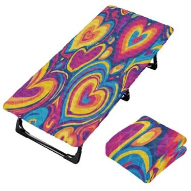 Imagem de Burbuja Lençol de berço abstrato de coração para crianças, lençol de cochilo acolchoado portátil com faixa elástica para meninas e meninos, lavável na máquina, 63,5 x 127 cm