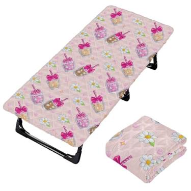 Imagem de Burbuja Lindo lençol de berço de milkshake para crianças, lençol de cochilo acolchoado portátil com faixa elástica para meninas e meninos, lavável na máquina, 63,5 x 127 cm