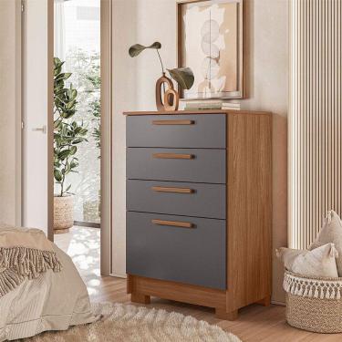 Imagem de Cômoda 4 Gavetas Aruba Jatobá Grafite Acetinado - Santos Andirá