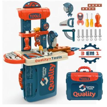 Imagem de Mini Maleta Oficina De Ferramentas Infantil 3x1 Completa Portátil - Br