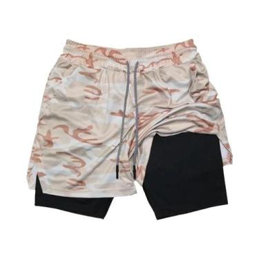 Imagem de Shorts De Corrida Masculinos Em Camuflagem, Respirável, De Dupla Camad