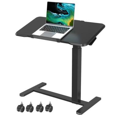 Imagem de Gibbon Mounts Mesa de laptop com rolamento, mesa móvel ajustável em altura, mesa de cabeceira inclinável de 180°, mesa de computador portátil com rodas, carrinho de laptop dobrável para escritório em