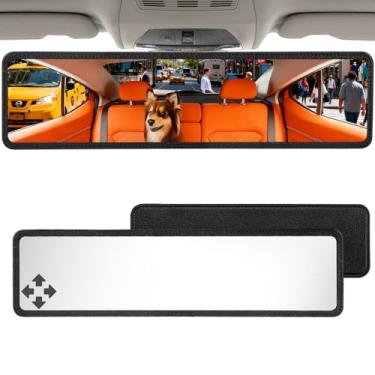 Imagem de NAZZO Espelho retrovisor, espelho retrovisor interno panorâmico universal extra grande angular 31,5 cm, removível magnético para reduzir o ponto cego de forma eficaz para caminhões SUV de carro