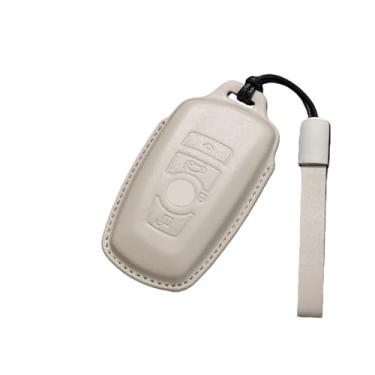 Imagem de Capa para chave de carro, protetor de suporte, compatível com BMW 1 3 5 7 Série X1 X3 X4 X5 F10 F15 F16 F20 F30 F18 F25 M3 M4 E34 Acessório(B-white keyring)