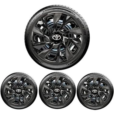 Imagem de Kit 4 Calotas Esportivas Ds4 Preto Brilhante aro 15 - Universal (TOYO) Etios Hatch Sedan Yaris Hatch Sedan Corolla