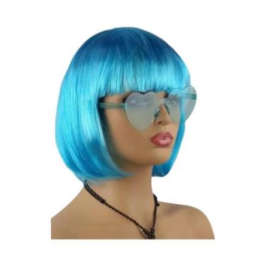 Imagem de Peruca Curta Colorida Neon Bobo De Fibra Sintética Para Festa, Hallowe