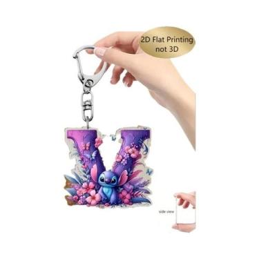 Imagem de Chaveiro Acrílico Roxo Disney Lilo&Stitch 2 Polegadas Letra A-Z Nome E