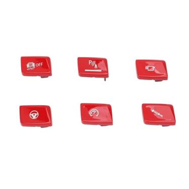 Imagem de Jiawu Tampa do Botão do Painel Interruptor de Mudança de Marcha, Elegante, Durável, Substituição, 6 Unidades, para M3 F80 M4 F82, Direção Esquerda (Vermelho)