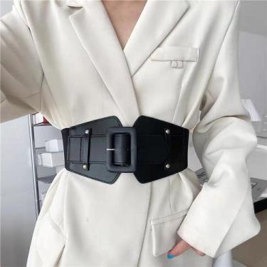 Imagem de L01-L1109-Cinto Feminino Largo Preto Elástico Para Vestido Roupas Mode