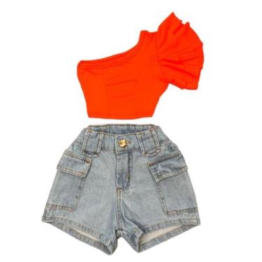 Imagem de Roupa Infantil Feminina Cropped Mula Manca E Short Cargo - Mini Diva, 